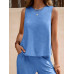 SHEIN LUNE Женский однотонный повседневный комплект из двух предметов свободного кроя, мятный синий