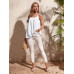 SHEIN Clasi однотонный плиссированный свободный повседневный топ-бретелька, белый SHEIN Clasi однотонный плиссированный свободный повседневный топ-бретелька, белый