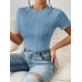 SHEIN Трикотажное боди из однотонной ребристой ткани Frenchy, синий
