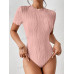 SHEIN Трикотажное боди из однотонной ребристой ткани Frenchy, розовый
