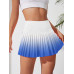 SHEIN Спортивная мини-юбка с градиентными плиссированными шортами для повседневного и повседневного использования, синий