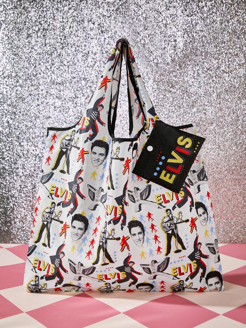 Складная портативная сумка для покупок SHEIN Elvis Presley Collaboration, многоцветный Складная портативная сумка для покупок SHEIN Elvis Presley Collaboration, многоцветный