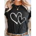 SHEIN Essnce Повседневная женская футболка с круглым вырезом и короткими рукавами с буквенным принтом, черный