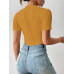 SHEIN Трикотажное боди из однотонной ребристой ткани Frenchy, апельсин SHEIN Трикотажное боди из однотонной ребристой ткани Frenchy, апельсин