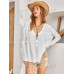SHEIN BohoFeels Женская однотонная текстурированная рубашка в стиле пэчворк, белый