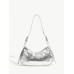 SHEIN ICON Street Style, женская модная однотонная сумка через плечо, серебро