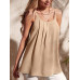 SHEIN Clasi однотонный плиссированный свободный повседневный топ-бретелька, абрикос SHEIN Clasi однотонный плиссированный свободный повседневный топ-бретелька, абрикос