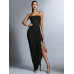 SHEIN BAE Женское однотонное плиссированное платье с воротником-халтер, черный SHEIN BAE Женское однотонное плиссированное платье с воротником-халтер, черный