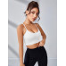 SHEIN Yoga Модный женский бесшовный спортивный бюстгальтер в контрастную полоску, белый SHEIN Yoga Модный женский бесшовный спортивный бюстгальтер в контрастную полоску, белый