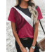 SHEIN Clasi Полосатая футболка с короткими рукавами и круглым вырезом с цветными блоками, редвуд SHEIN Clasi Полосатая футболка с короткими рукавами и круглым вырезом с цветными блоками, редвуд