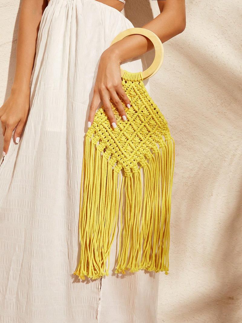 SHEIN VCAY Желтая сумка с бахромой, желтый