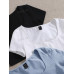 SHEIN EZwear 3 шт. однотонная приталенная футболка с круглым вырезом и короткими рукавами, пыльный синий