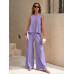SHEIN LUNE Женский однотонный повседневный комплект из двух предметов свободного кроя, сиреневый фиолетовый