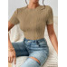 SHEIN Трикотажное боди из однотонной ребристой ткани Frenchy, хаки