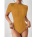 SHEIN Трикотажное боди из однотонной ребристой ткани Frenchy, апельсин SHEIN Трикотажное боди из однотонной ребристой ткани Frenchy, апельсин
