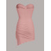 SHEIN ICON Облегающее мини-платье с асимметричным подолом и завязками по бокам, пыльный розовый
