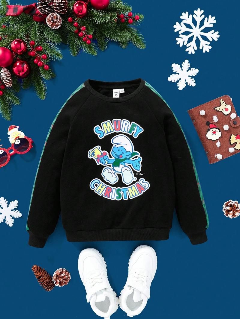 SHEIN Толстовка для мальчиков-подростков с рисунком и буквами, черный