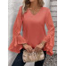 SHEIN Clasi Swiss Блузка с рукавами-колокольчиками и запахом в горошек, пыльный розовый