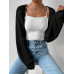 SHEIN EZwear Однотонный базовый укороченный кардиган с открытой передней частью, черный SHEIN EZwear Однотонный базовый укороченный кардиган с открытой передней частью, черный