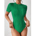 SHEIN Трикотажное боди из однотонной ребристой ткани Frenchy, зеленый