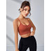 SHEIN Yoga Модный женский бесшовный спортивный бюстгальтер в контрастную полоску, жженый апельсин SHEIN Yoga Модный женский бесшовный спортивный бюстгальтер в контрастную полоску, жженый апельсин