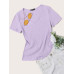 SHEIN Essnce однотонная повседневная трикотажная футболка в рубчик с короткими рукавами, сиреневый фиолетовый