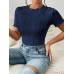 SHEIN Трикотажное боди из однотонной ребристой ткани Frenchy, темно-синий