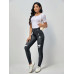SHEIN LUNE Женские вязаные леггинсы с цветочным принтом, черный SHEIN LUNE Женские вязаные леггинсы с цветочным принтом, черный