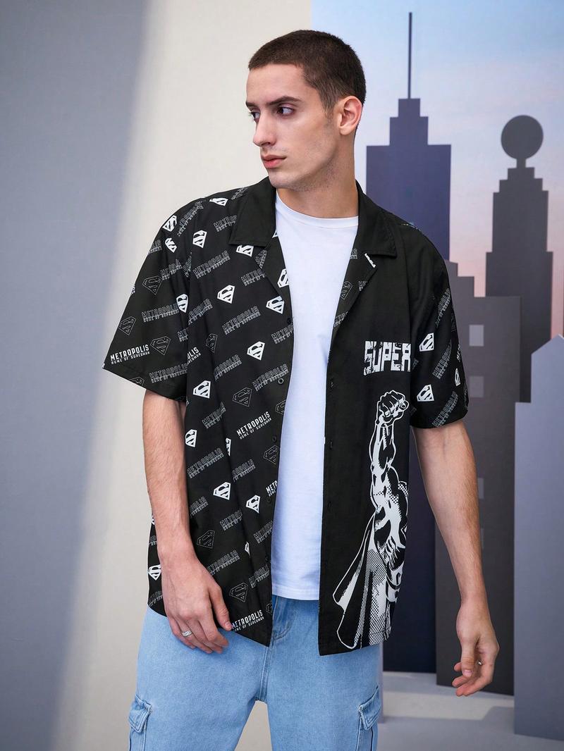 Мужская рубашка с надписью SHEIN, черное и белое