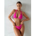 SHEIN Swim BAE Однотонный текстурированный комплект из двух частей купальника, ярко-розовый