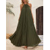 SHEIN LUNE Женское модное однотонное платье с бретелькой на шее, армейский зеленый