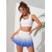 SHEIN Спортивная мини-юбка с градиентными плиссированными шортами для повседневного и повседневного использования, синий
