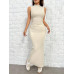 SHEIN EZwear Черное вязаное женское платье приталенного кроя, абрикос