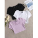 SHEIN EZwear 3 шт. однотонная приталенная футболка с круглым вырезом и короткими рукавами, сиреневый фиолетовый