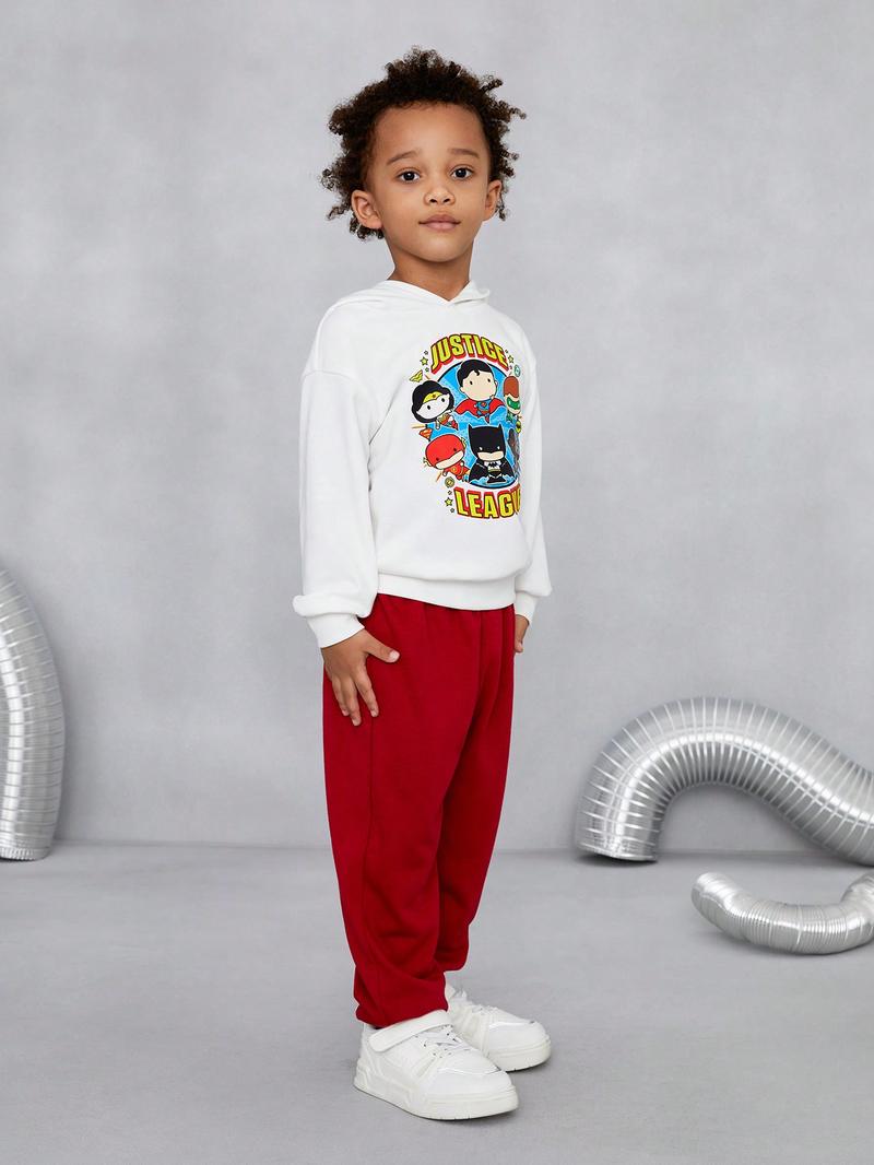 SHEIN Толстовка и спортивные штаны для молодых мальчиков с буквенным и мультяшным рисунком, многоцветный