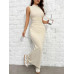 SHEIN EZwear Черное вязаное женское платье приталенного кроя, абрикос
